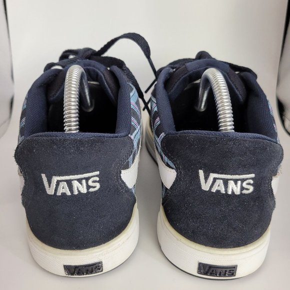 Vintage Vans Mercer Blue Plaid with White Side Stripe Suede Sneakers Womens US 9 - Picture 5 of 7